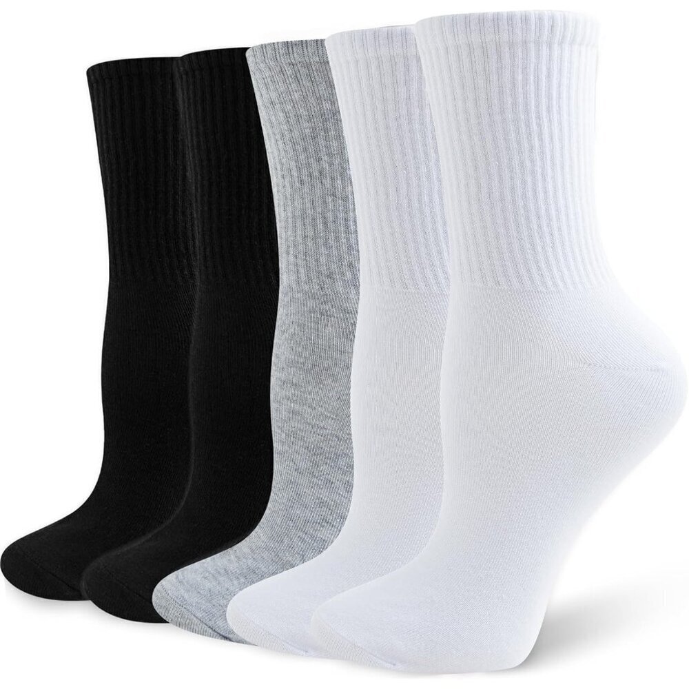 🆕 Women Black Moisture Wicking Calf Socks Cotton Thin Soft Casual Sport Wear